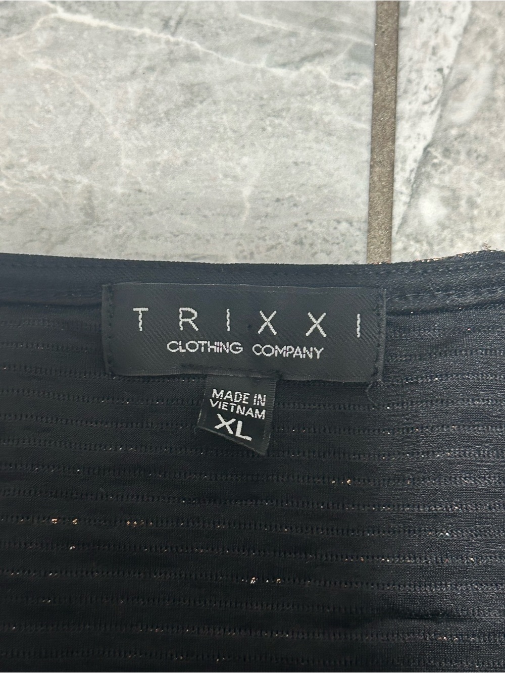 Trixxi Black Metallic Glitter Wrap Top Women’s XL Party Blouse - Picture 5 of 6